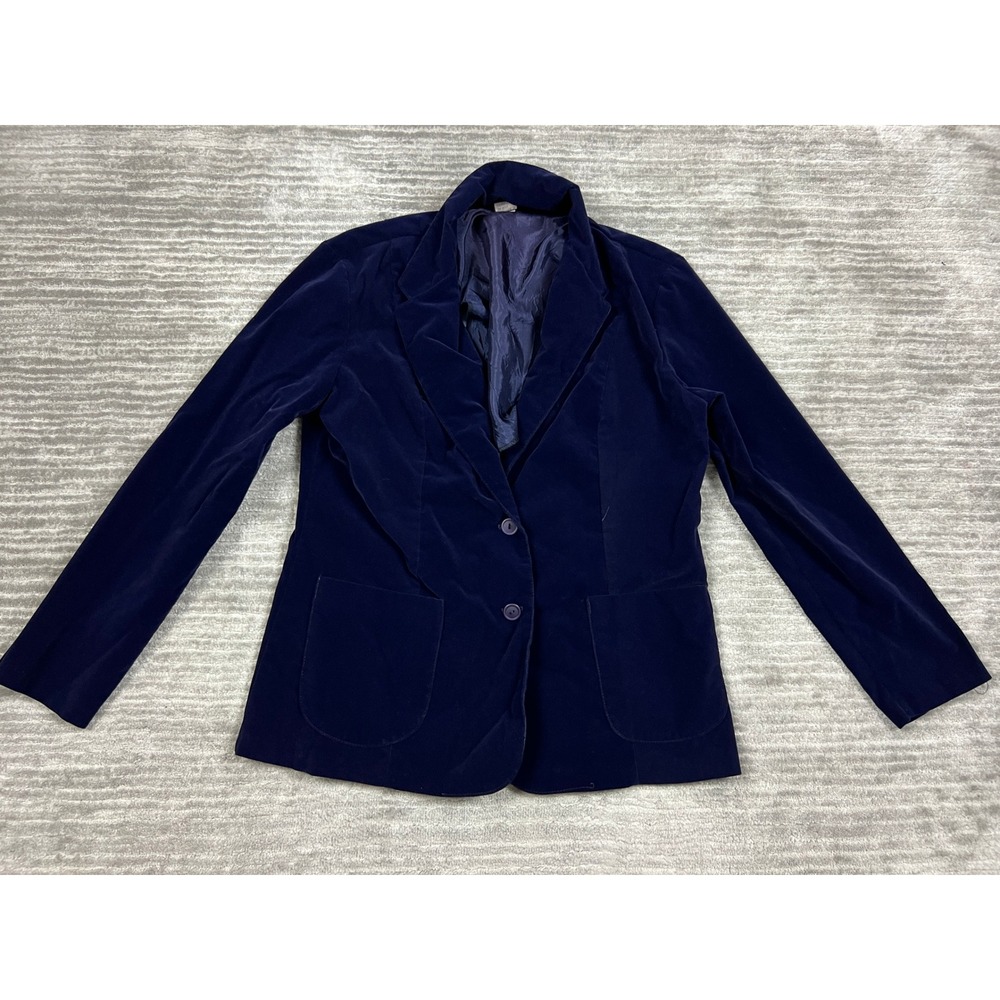 Velvet Feel Jacket Blazer Juniors 11 Blue Nylon Long Sleeve